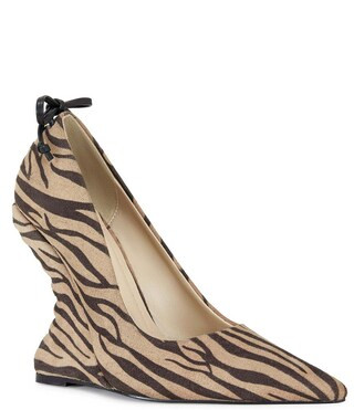 Kabira Zebra Print Laced Back Curved Wedge Pumps | Dillard's