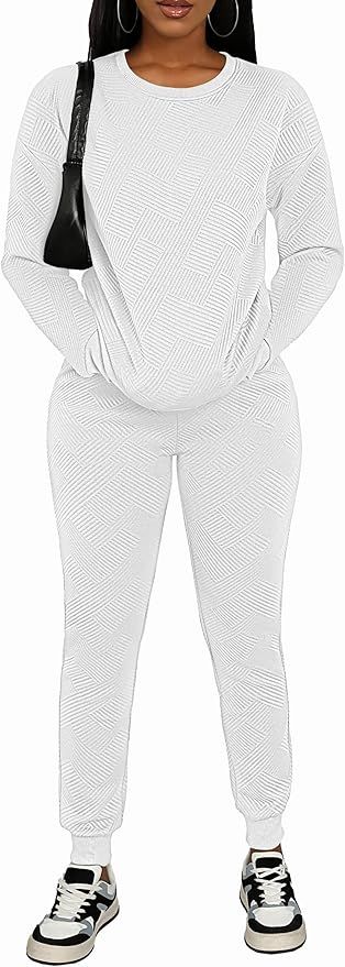 AOMONI Women's 2 Piece Outfit Sweatsuit Sets fall winter Long Sleeve Crewneck Pullover Tops and S... | Amazon (US)