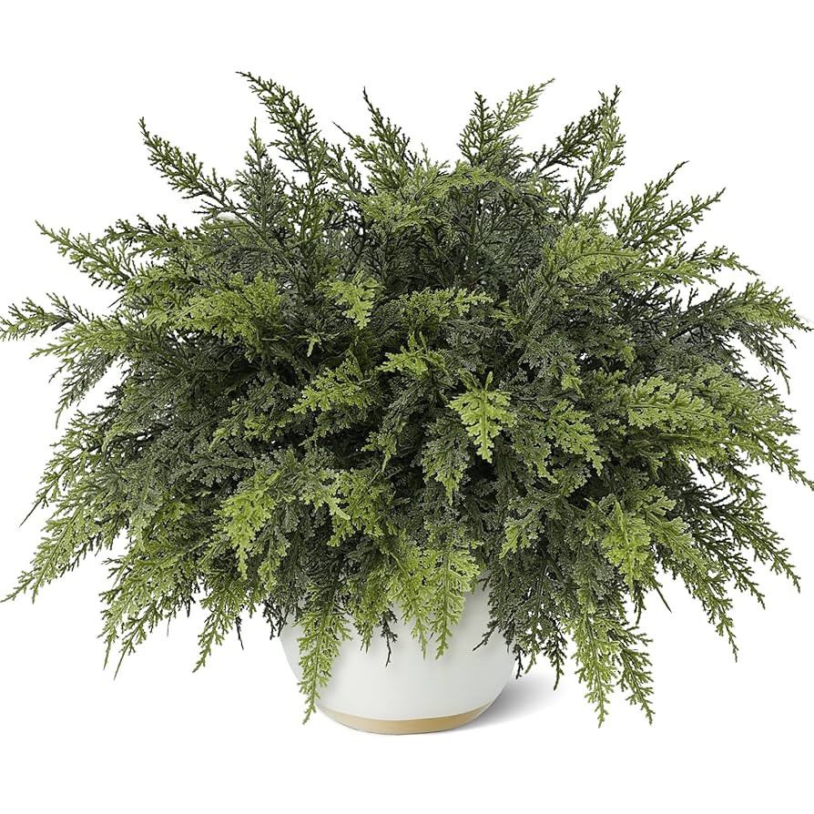 18" Real Touch Cedar Branches -12 Pcs, Artificial Christmas Cedar Branch Realistic Fake Pine Pick... | Amazon (US)