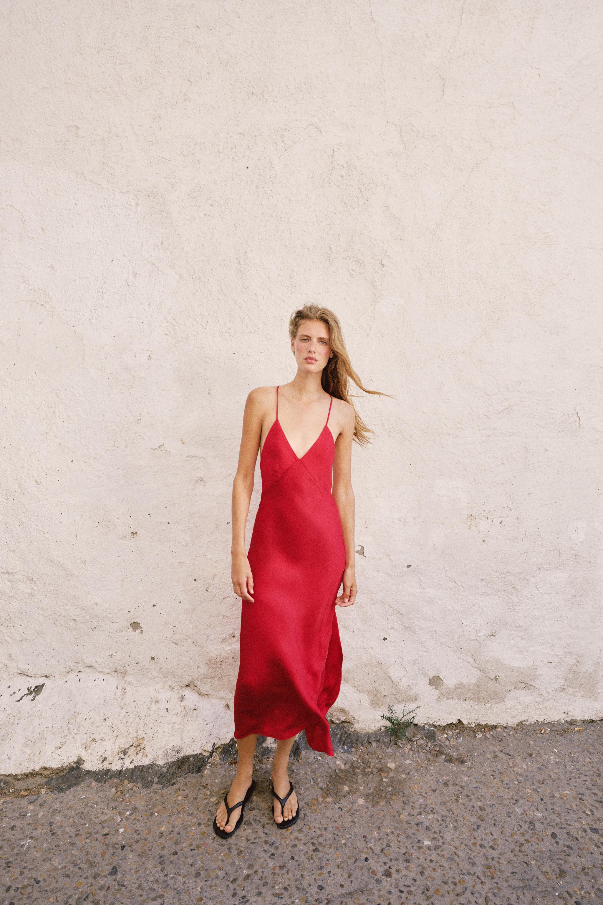 BEADED SATIN MIDI DRESS | Zara UK