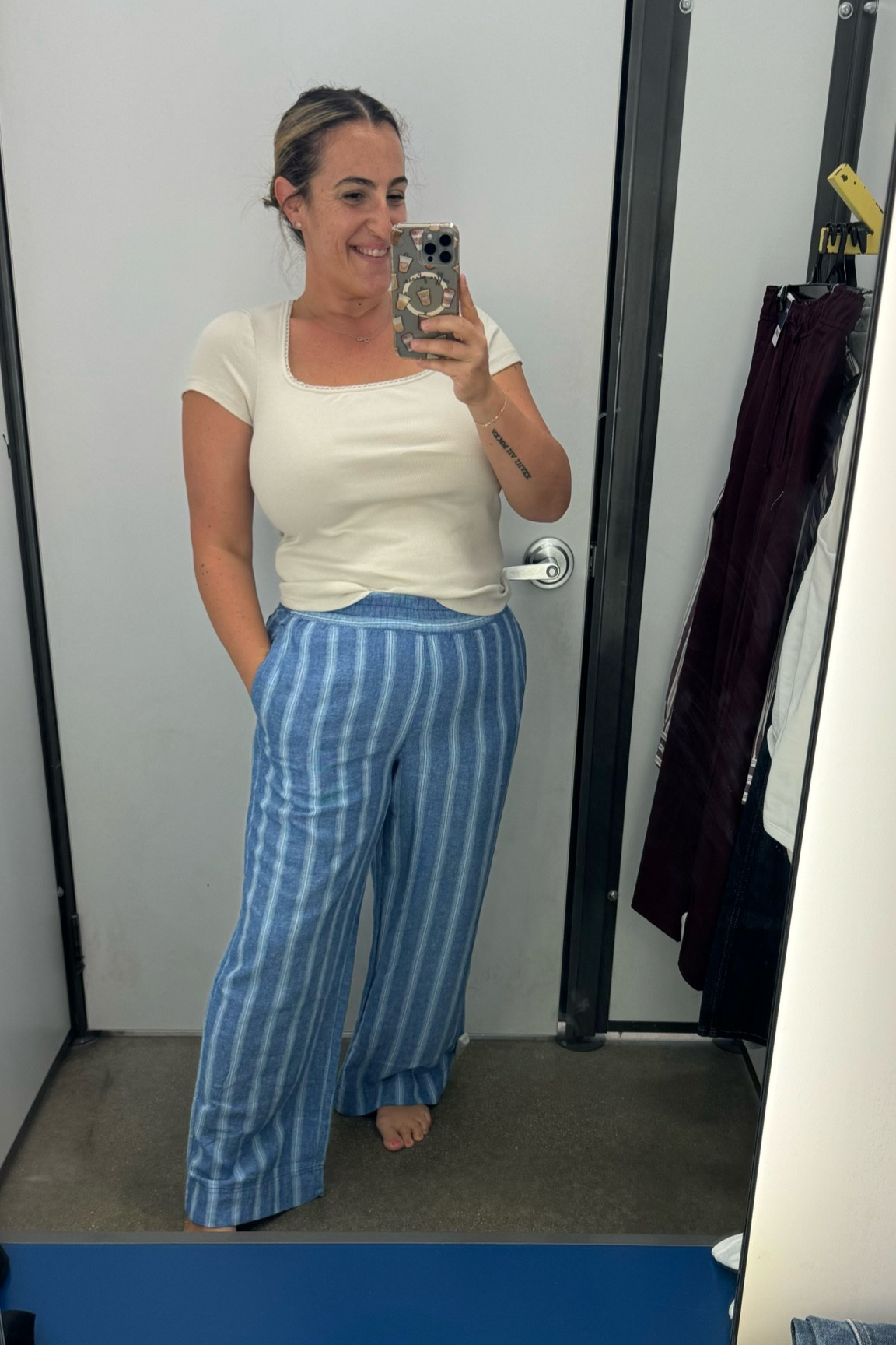 Great transitional outfit! The pants are linen and the stripe is so on trend! Size large on top and medium on bottom. 

#LTKOver40 #LTKSummerSales #LTKStyleTip