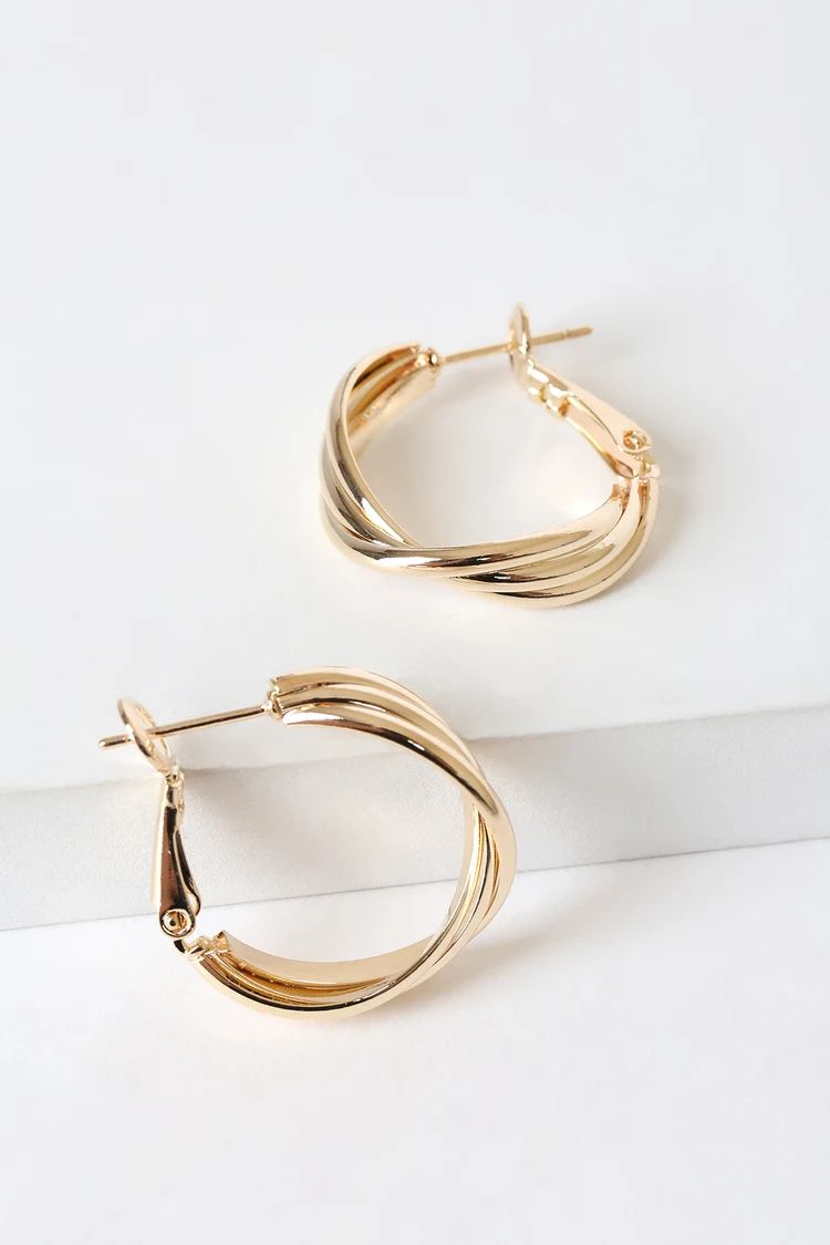 Just a Twist Gold Layered Hoop Earrings | Lulus (US)