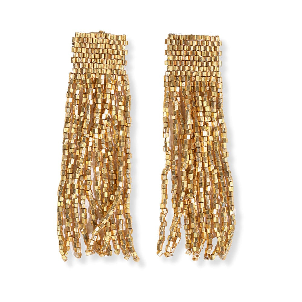 Marilyn Solid Beaded Fringe Earring Gold | INK+ALLOY