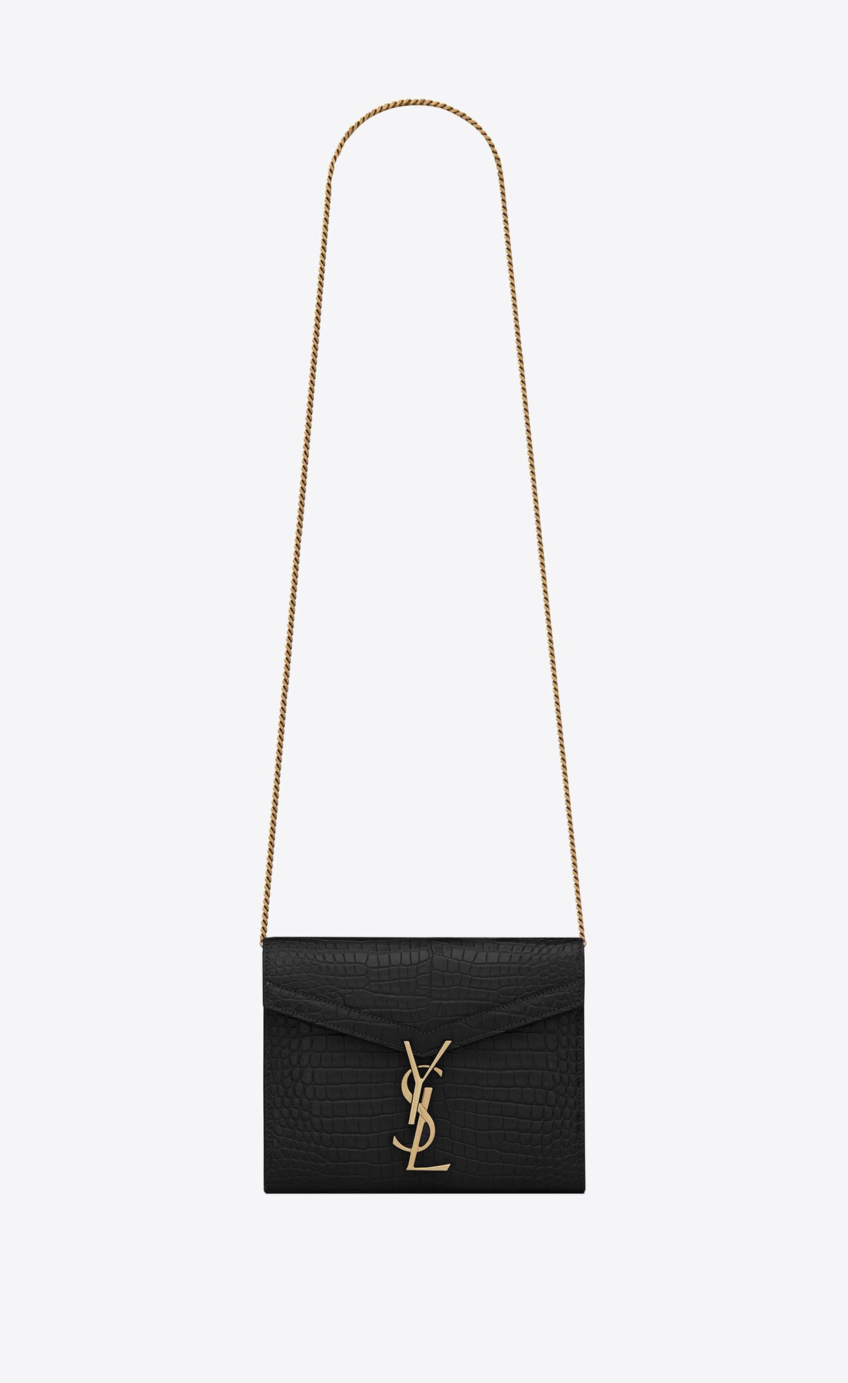 cassandra chain wallet in crocodile-embossed shiny leather | Saint Laurent Inc. (Global)