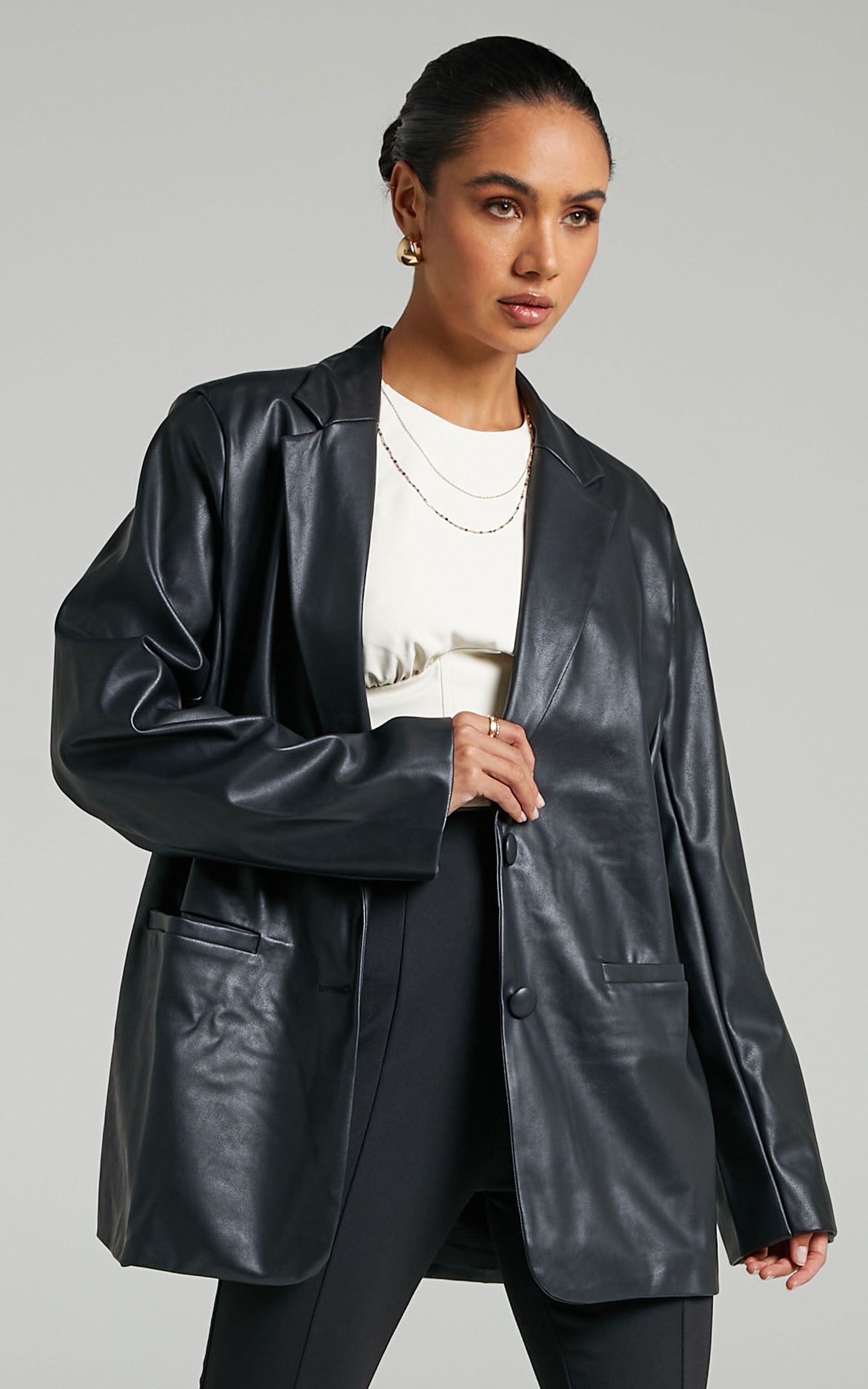 Samanfa Jacket - Faux Leather Jacket in Black | Showpo (US, UK & Europe)