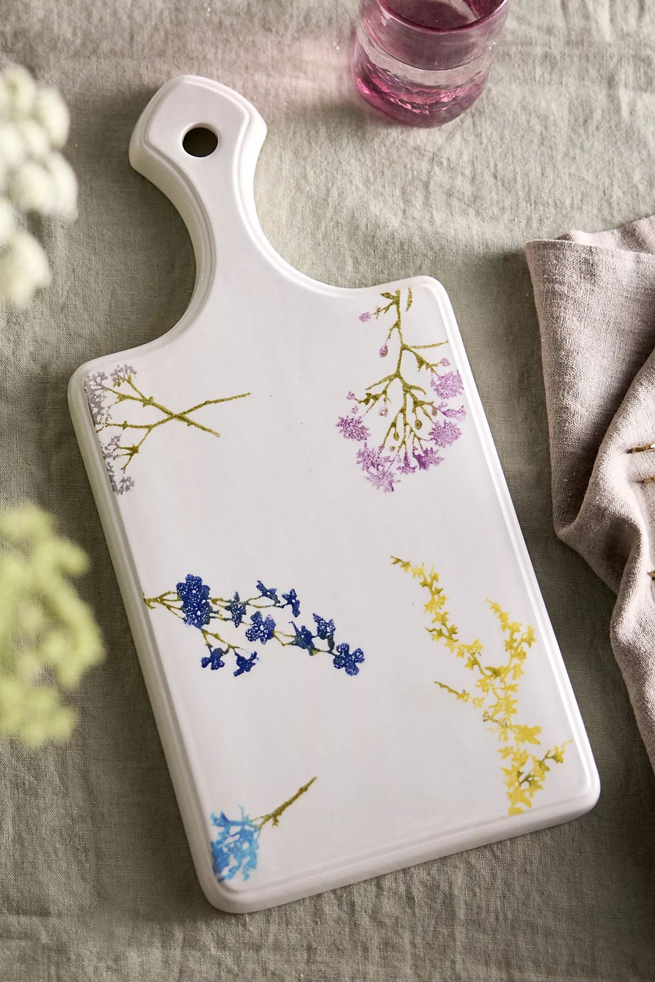 Painted Floral Ceramic Serving Board | Anthropologie (US)