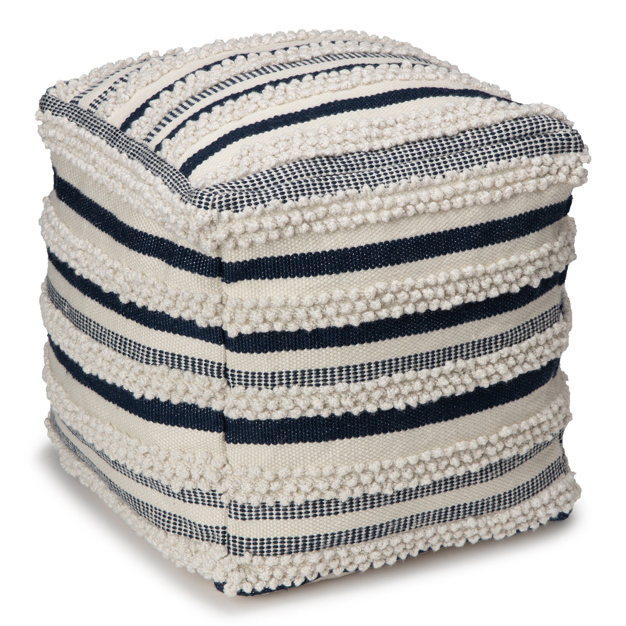 Better Homes & Gardens 16" x 16" x 16", Outdoor Pouf Pillow, Blue Woven | Walmart (US)