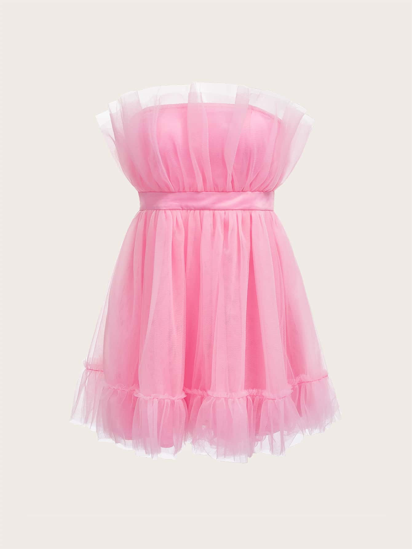 SHEIN MOD Ruffle Hem Mesh Tube Dress SKU: sw2202188813397499(95 Reviews)$20.00Make 4 payments of ... | SHEIN