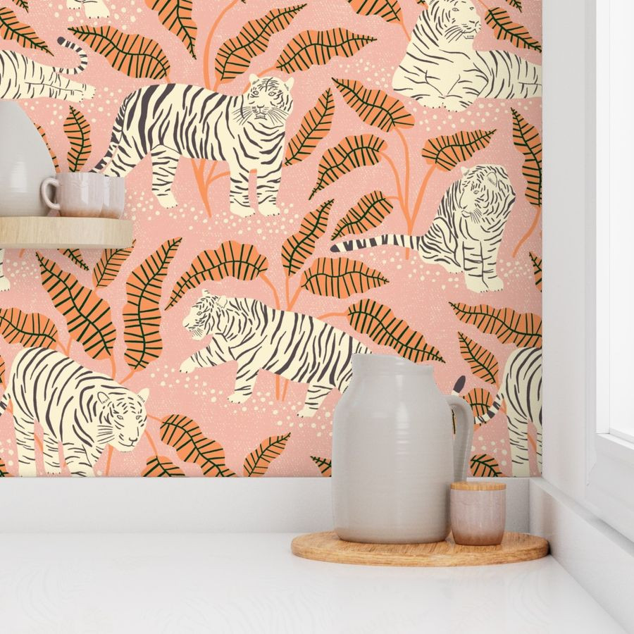Malaysian Tiger - original pink Wallpaper byscarlet_soleil119USD2030-01-01$119.00Or 4 interest-fr... | Spoonflower