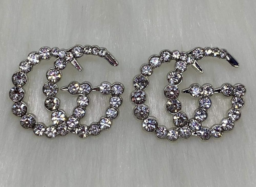 Silver Crystal Diamonds Large Stud Earrings | Amazon (US)