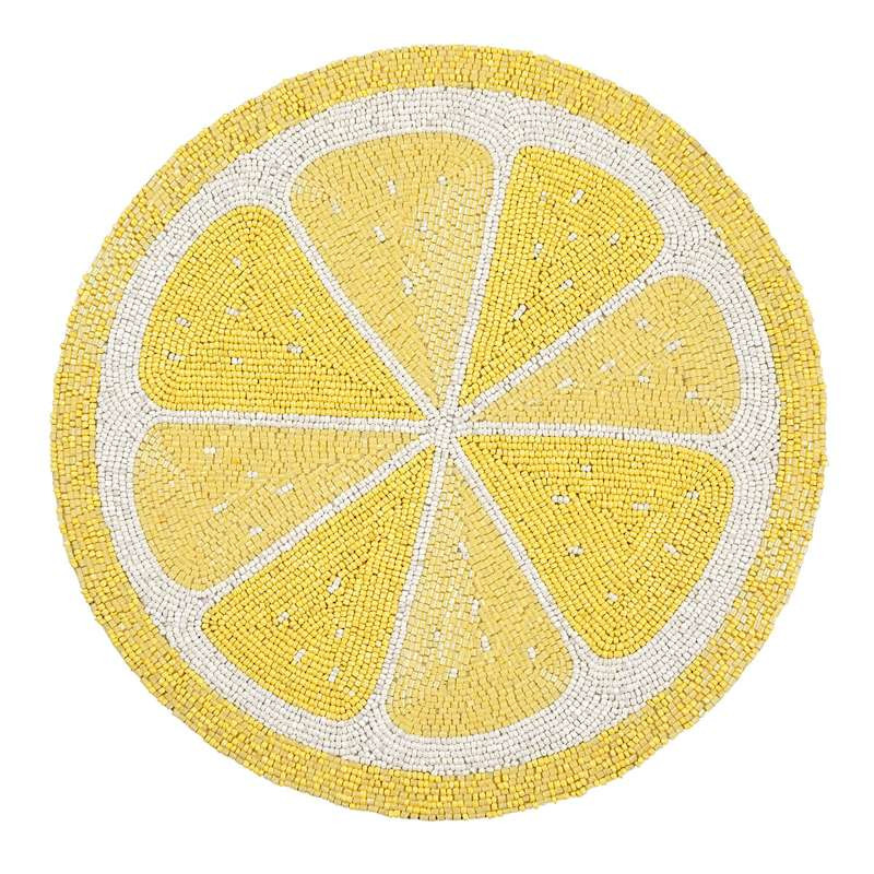 Fully Beaded Lemon Placemat, 14" | At Home