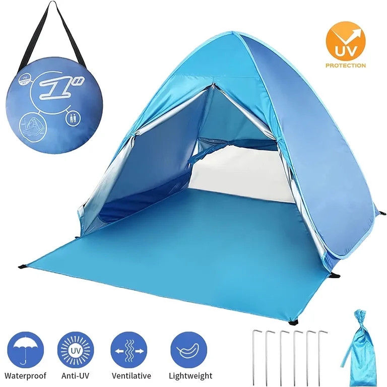 BEEPRINCESS Beach Tent, Anti-UV Pop Up Sun Shelter Beach Tent With Carry Bag for 2-3 Person, Ligh... | Walmart (US)