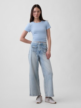 High Rise Stride Wide-Leg Ankle Jeans | Gap (US)