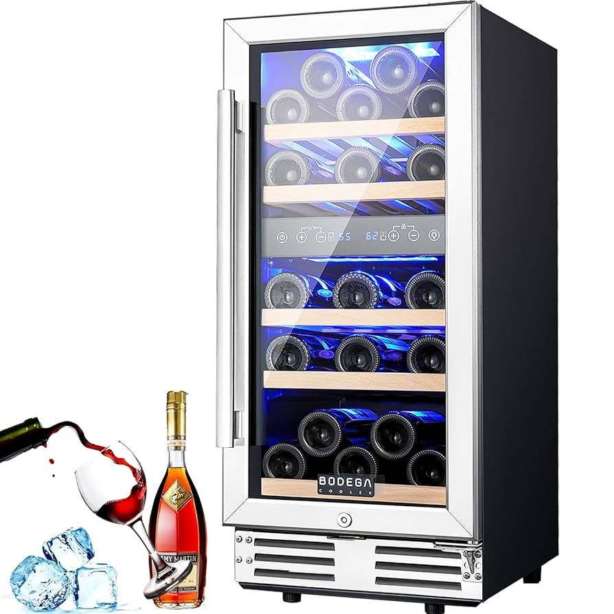 BODEGA 15 Inch Wine Cooler, Dual Zone 15” Wine Fridge With Double-Layer Glass Door, Freestandin... | Amazon (US)
