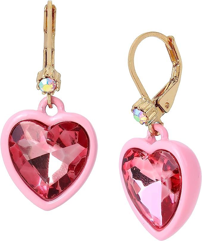 Betsey Johnson Stone Heart Leverback Earrings | Amazon (US)