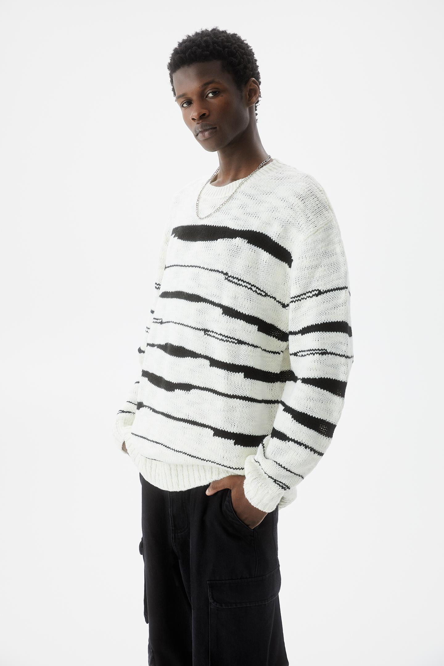 Striped round neck jumper | PULL and BEAR UK