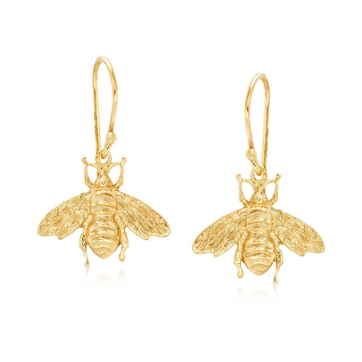 Italian 18kt Yellow Gold Over Sterling Silver Bee Drop Earrings | Ross-Simons