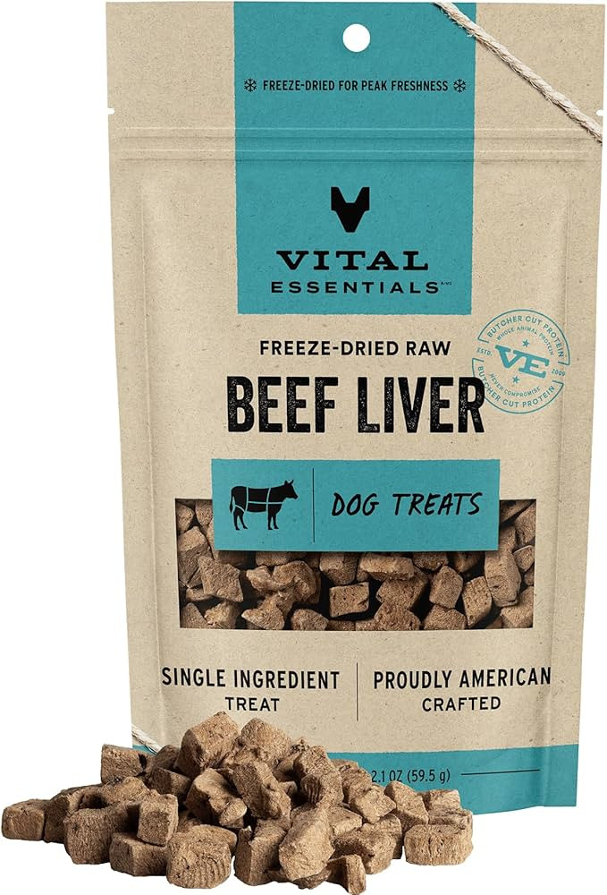 Vital Essentials Freeze Dried Raw Single Ingredient Dog Treats, Beef Liver, 2.1 oz | Amazon (US)