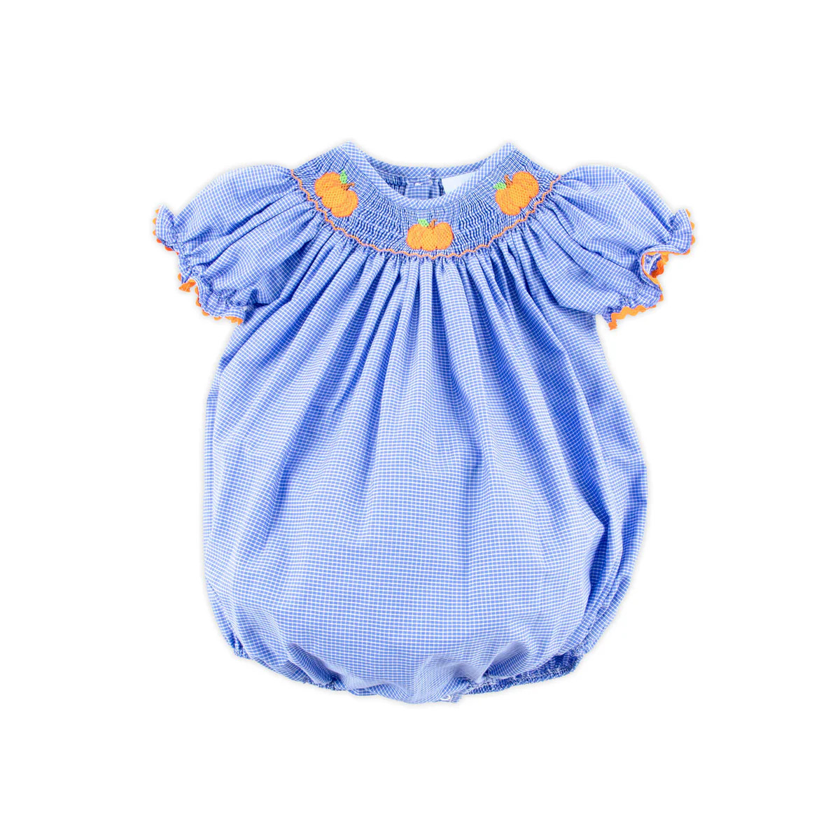 Cluster Pumpkin Smocked Royal Windowpane Bubble | Classic Whimsy