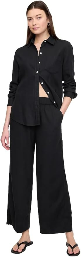Gap Women's Wide Leg Linen Pull on Cropped Pant | Amazon (US)