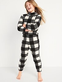 Cozy Sherpa Cowl-Neck Pajama Top & Joggers Set for Girls | Old Navy (US)