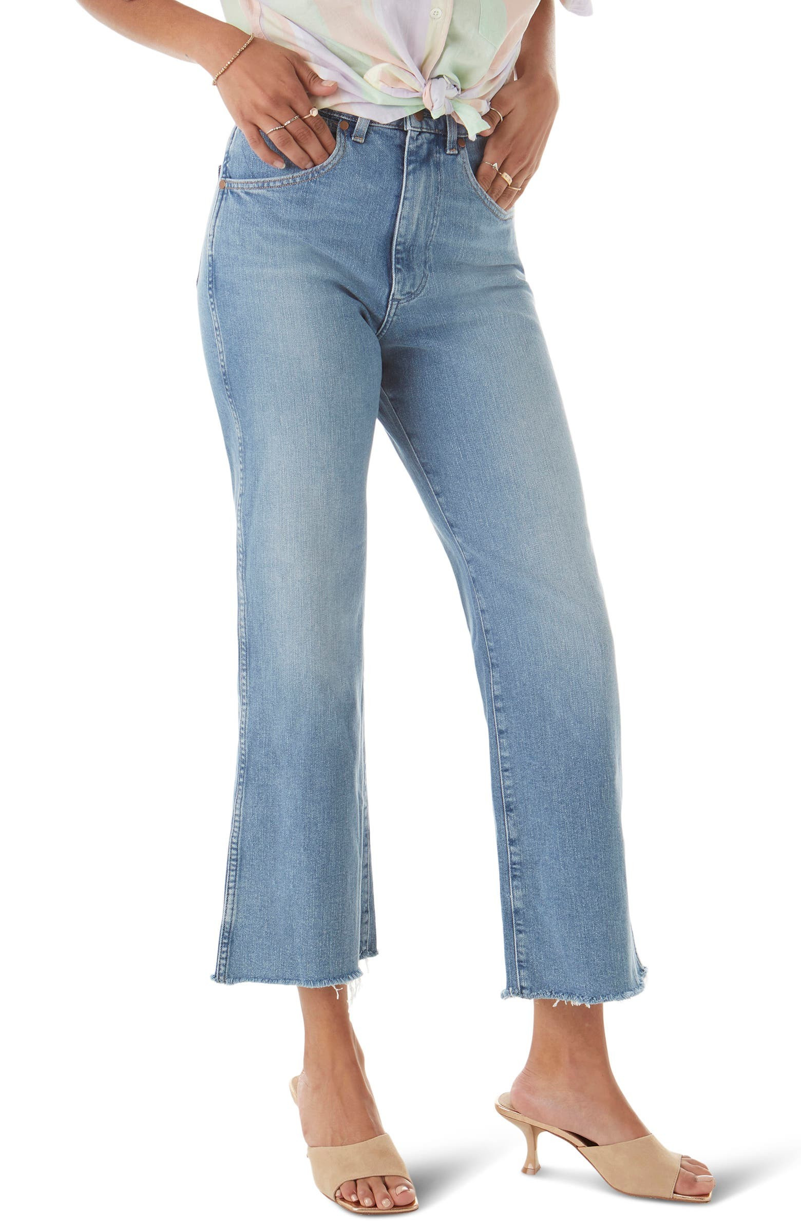 High Waist Raw Hem Kick Flare Mom Jeans | Nordstrom | Nordstrom