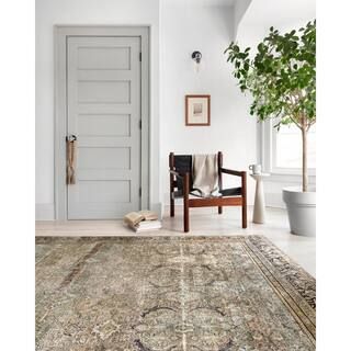 LOLOI II Layla Olive/Charcoal 7 ft. 6 in. x 9 ft. 6 in. Traditional 100% Polyester Runner Rug-LAY... | The Home Depot