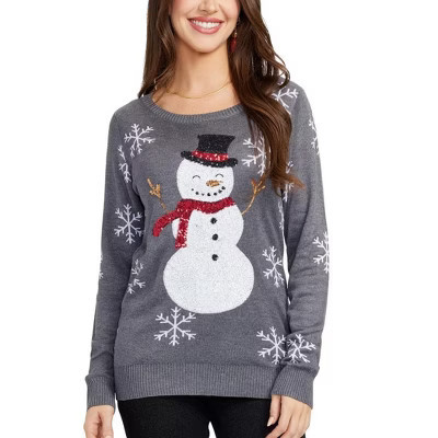 Tipsy Elves Women's Sequined Snow Day Sweater - Holiday Festive Sweater: Medium | Target