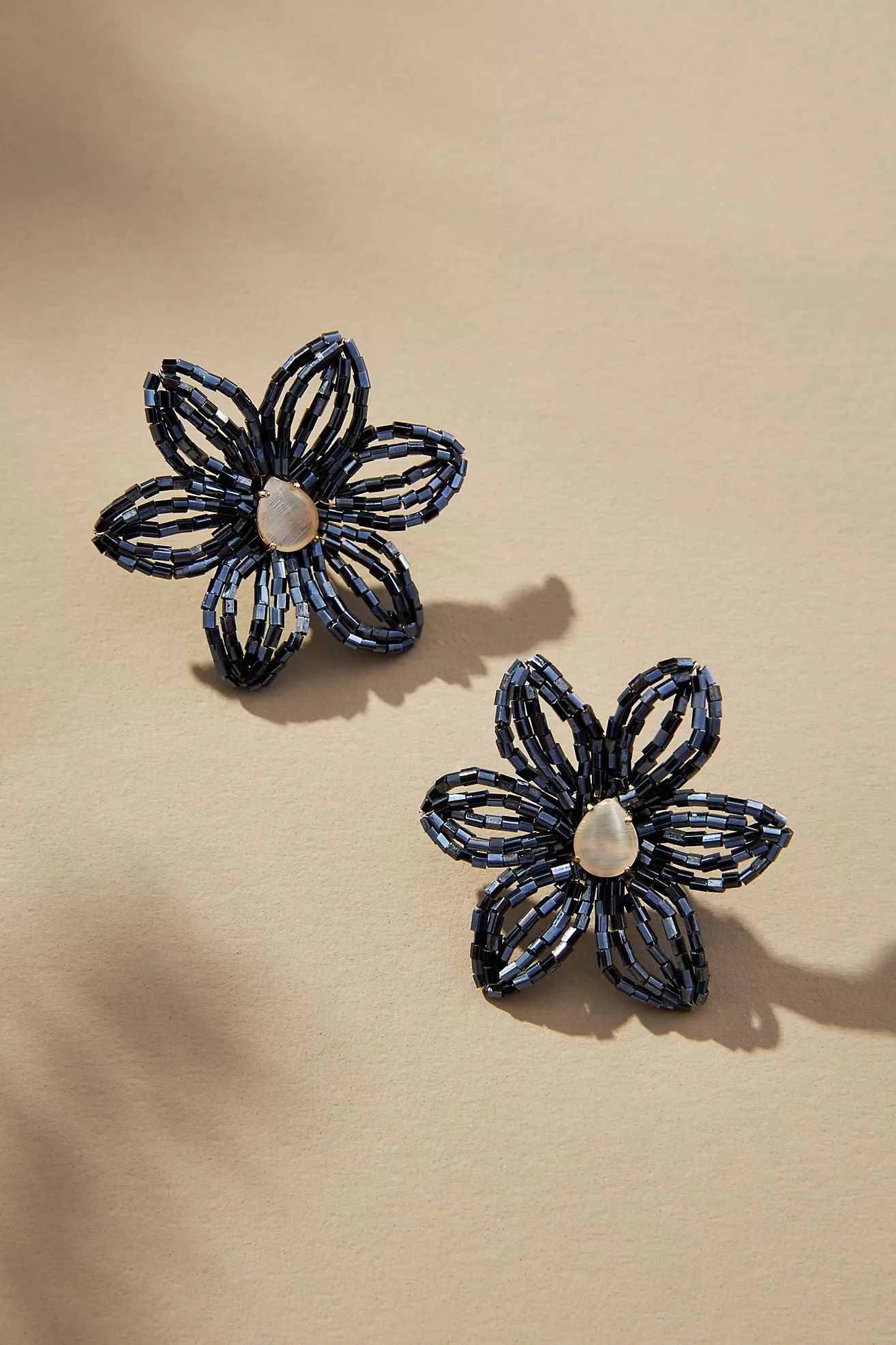 Small Beaded Floral Post Earrings | Anthropologie (US)