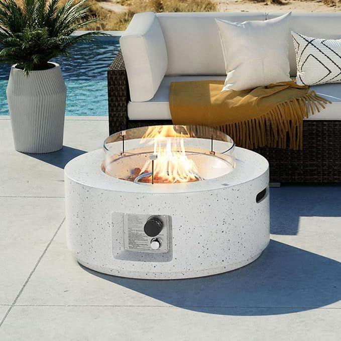 COSIEST Outdoor Propane Fire Pit Coffee Table, 28-inch Terrazzo Round Base Patio Heater, 40,000 B... | Amazon (US)