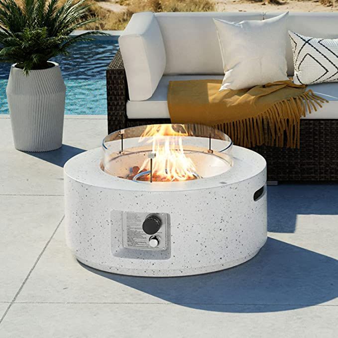 COSIEST Outdoor Propane Fire Pit Coffee Table, 28-inch Terrazzo Round Base Patio Heater, 40,000 B... | Amazon (US)