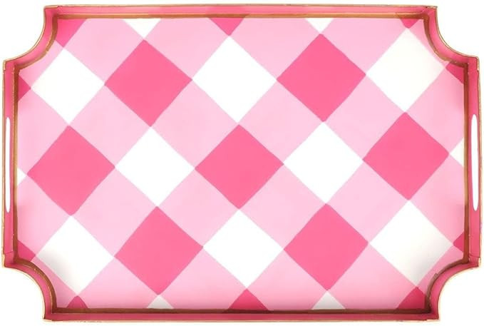 Jaye's Studio Decorative & Serving Jaye Tray Line, Enameled & Handcrafted Metal, Gold Trimmed, Re... | Amazon (US)