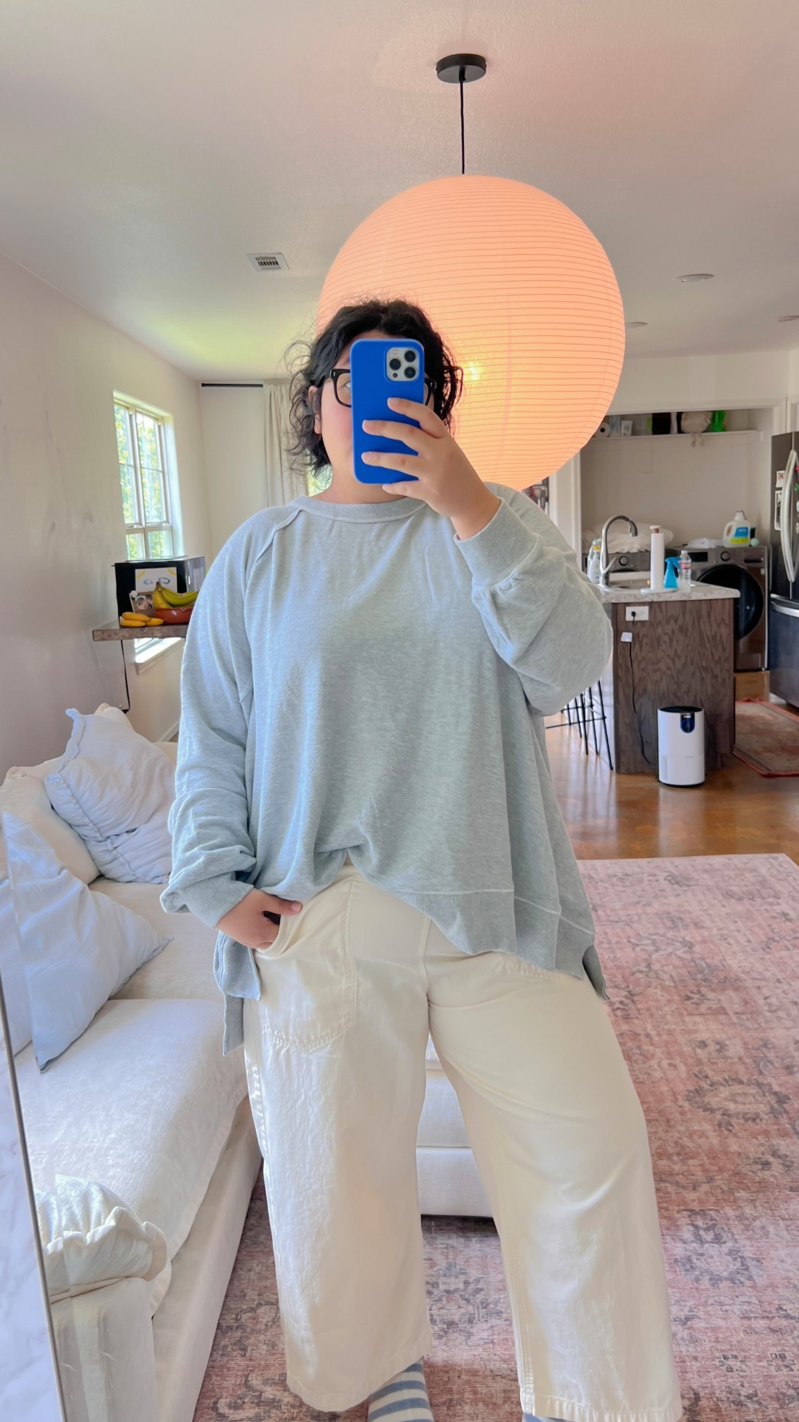 sweater: XXL (sized up to have it oversized) 
pants: size XL (true to size) 

Comfy summer outfit- sweater and pants are lightweight 

#LTKStyleTip #LTKPlusSize #LTKSummerEdit