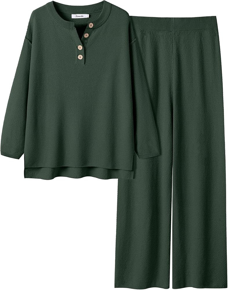 ANRABESS Women 2 Piece Outfits Oversized Loose Waffle Knit Sweater Set 2024 Fall Trendy Matching ... | Amazon (US)