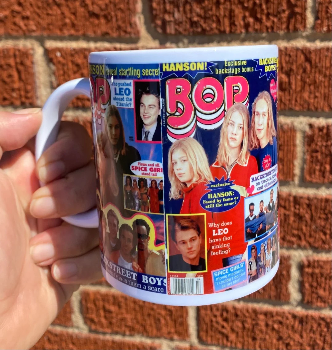90s Girly Nostalgia Retro BOP HANSON Mug Millennial Girl Magazine Covers Boy Bands BSB Leo Dicapr... | Etsy (US)