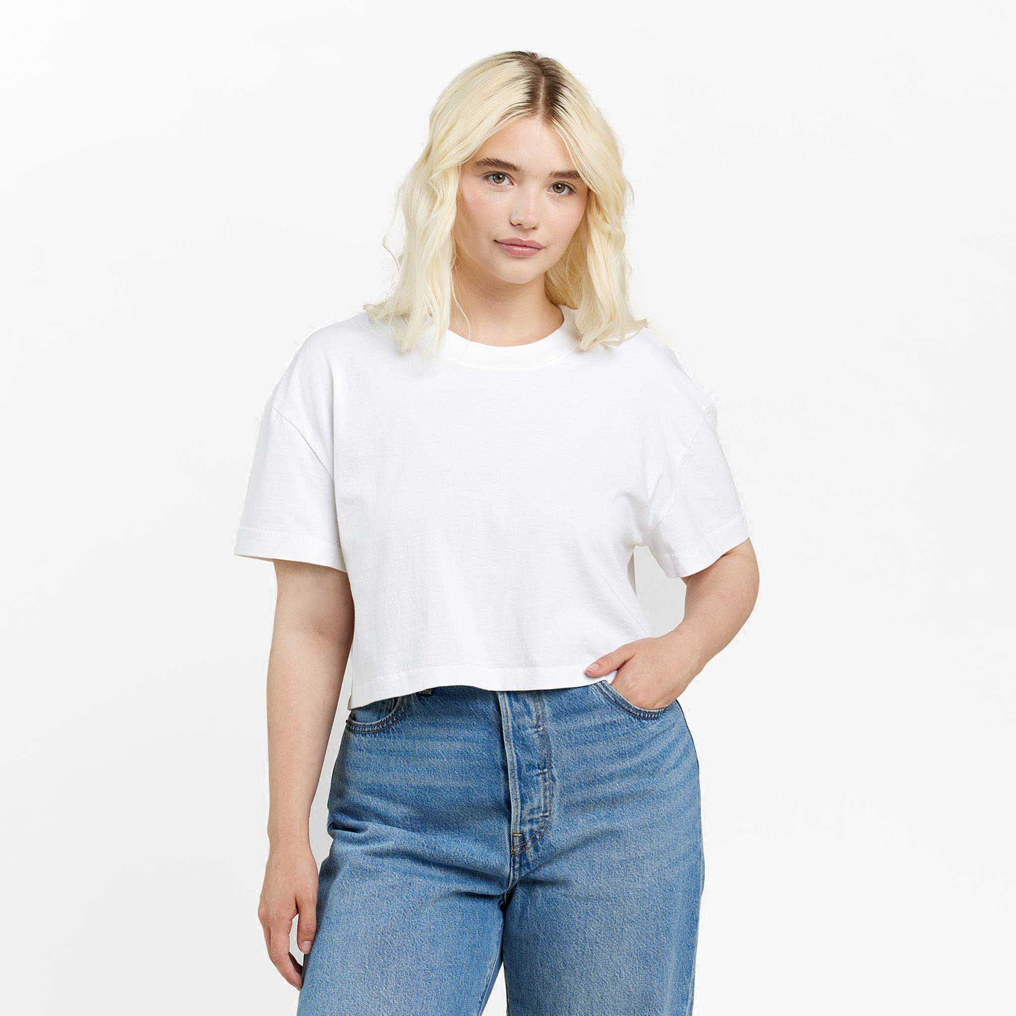 Vintage Cotton Cropped Tee | White | Nuuds US