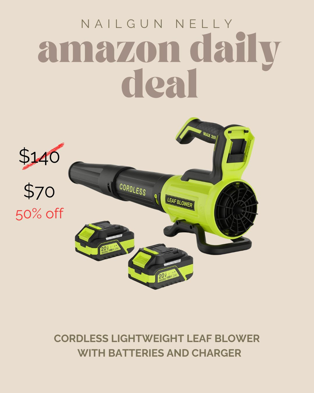 Amazon Daily Deal! Cordless Lightweight Leaf Blower with Batteries and Charger

#yardinspo #fathersdaygift 

 #LTKSeasonal #LTKHome #LTKSaleAlert