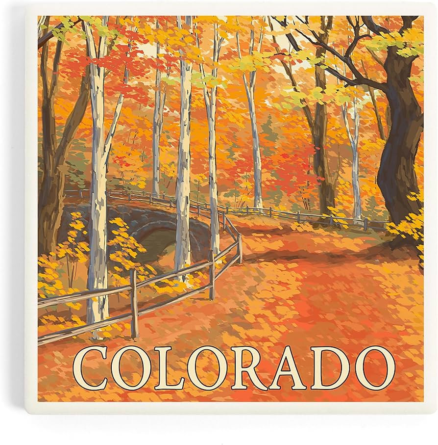 Colorado, Fall Colors Scene (Absorbent Ceramic Coaster, Single, Cork Back, Kitchen Table Decor) | Amazon (US)
