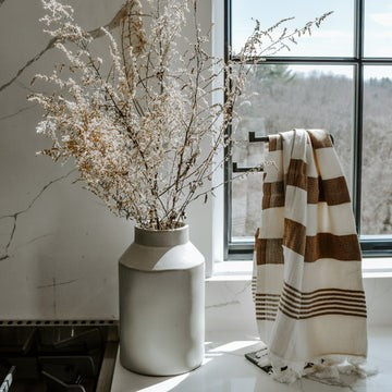 Turkish Cotton + Bamboo Hand Towel - Neutral Stripes | Sweet Water Decor, LLC