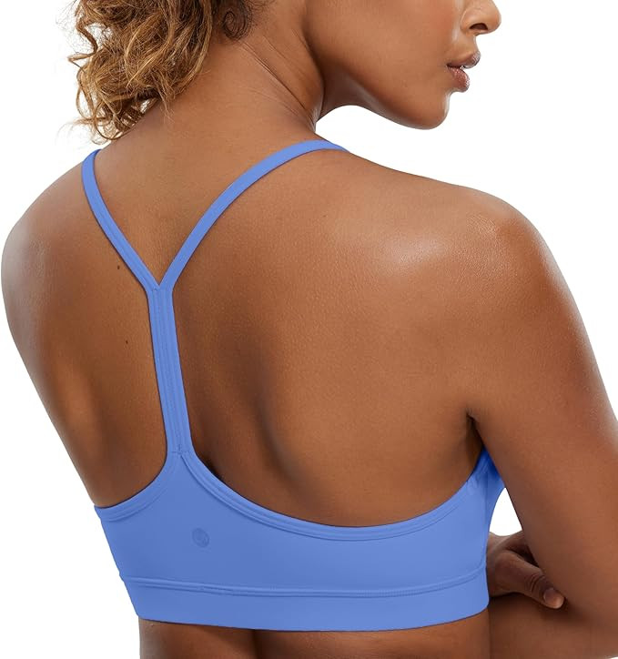 CRZ YOGA Butterluxe Womens Y Back Sports Bra - Padded Racerback Low Impact Spaghetti Thin Strap W... | Amazon (US)