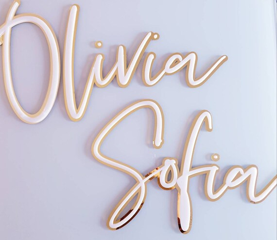 Custom  name sign -Girls  personalised  name -  gold mirror - rose gold - silver acrylic nursery ... | Etsy (US)