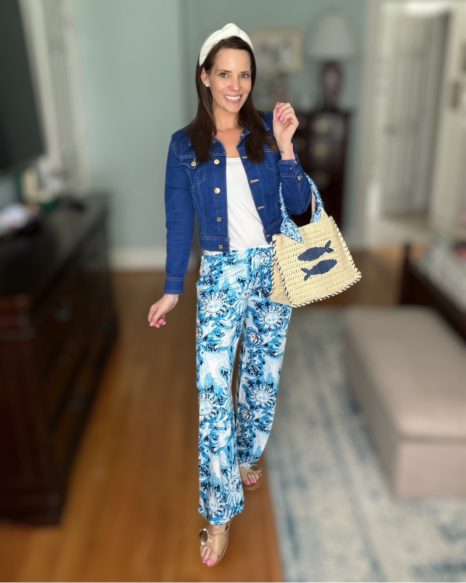 Road Trip Outfit with Lilly PJ Pants 🚗💙

Proof that pajama pants can totally be styled for real life 💙✨ These Lilly Pulitzer PJ pants are insanely soft and comfy, but paired with a tank, denim jacket, and cute accessories they make the perfect road trip outfit 🚗🌊

Easy, breathable, and still put-together—ideal for travel days or long car rides 🤍 Finished with a woven tote and comfy slides for that effortless coastal vibe

road trip outfit, travel day outfit, comfy chic outfit, lilly pulitzer pants outfit, pajama pants outfit, airport outfit ideas, casual spring outfit, coastal outfit women, blue and white outfit, comfortable travel style

#LTKOver40 #LTKTravel #LTKootd

#LTKTravel #LTKOver40 #LTKmomlife