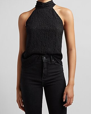 Lace Halter Neck Top | Express