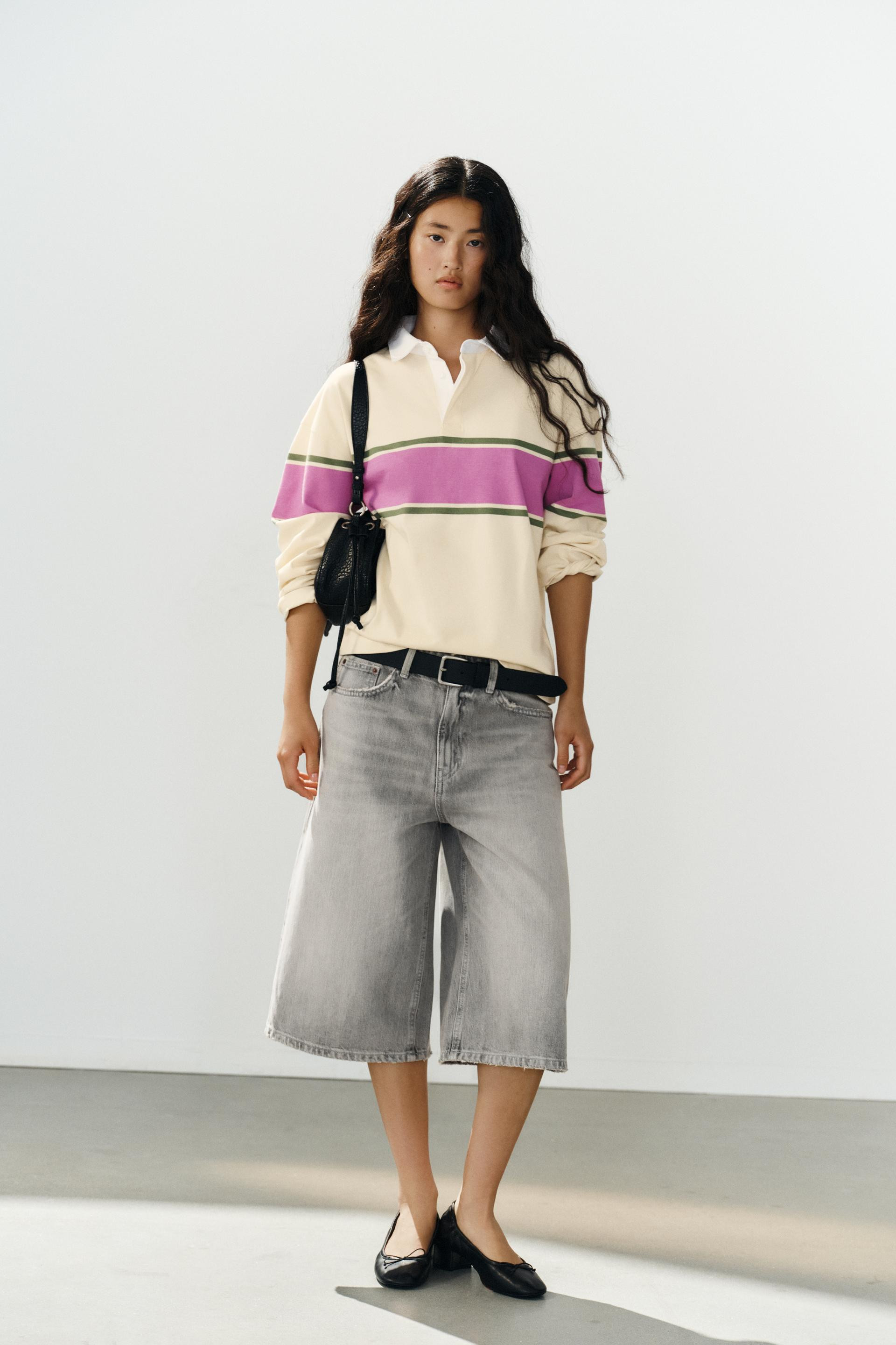Zara - Contrast Striped Polo Shirt - Ecru - M - Woman | Zara US