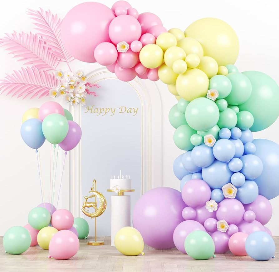 130pcs Pastel Balloons Different Sizes 18" 12" 10" 5" Macaron Latex Balloon Garland Arch Kit for ... | Amazon (US)