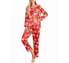 Ekouaer Women's Classic Button Down Long Satin Silk Pajama Set | Amazon (US)