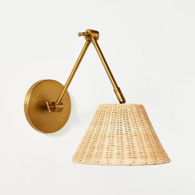 Rattan Wall Sconce Brass (Includes LED Light Bulb) - Threshold™ designed with Studio McGee | Target