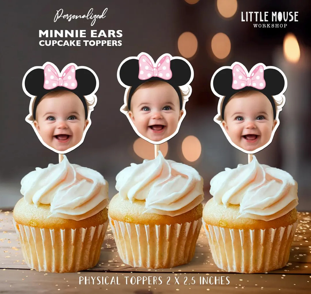 Minnie Mouse Personalized Birthday Cupcake Toppers - Etsy | Etsy (US)
