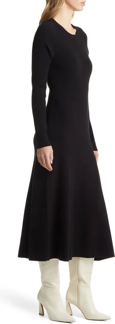 Halogen® Ribbed Cutout Long Sleeve Sweater Dress | Nordstrom | Nordstrom