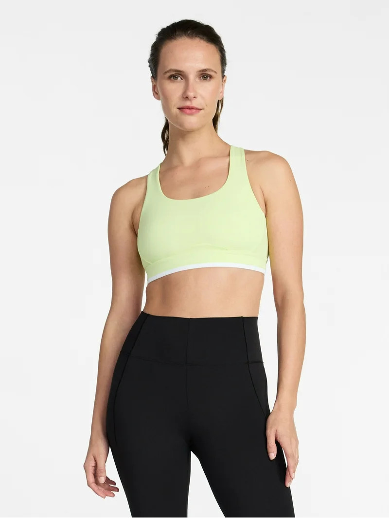 Avia Women's Medium Support Open Back and Contrast Tipping Sports Bra, XS-XXXL | Walmart (US)